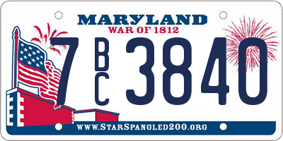 MD license plate 7BC3840