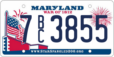 MD license plate 7BC3855