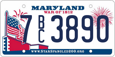 MD license plate 7BC3890