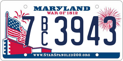 MD license plate 7BC3943