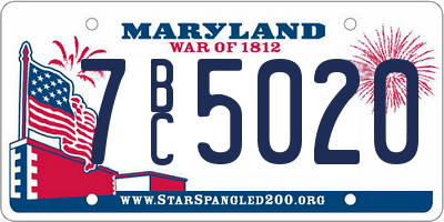 MD license plate 7BC5020