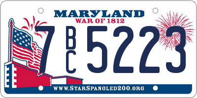 MD license plate 7BC5223
