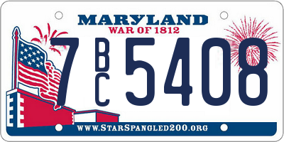 MD license plate 7BC5408