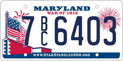 MD license plate 7BC6403