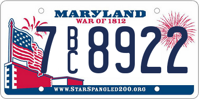 MD license plate 7BC8922