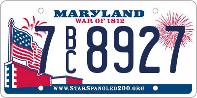 MD license plate 7BC8927