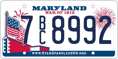 MD license plate 7BC8992