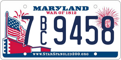 MD license plate 7BC9458