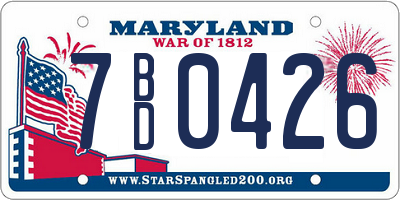 MD license plate 7BD0426