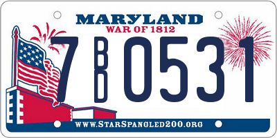 MD license plate 7BD0531