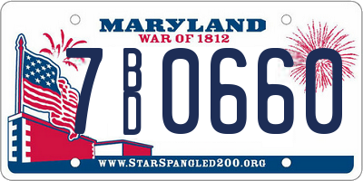 MD license plate 7BD0660