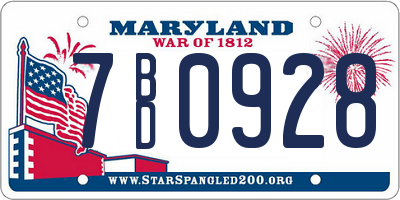 MD license plate 7BD0928