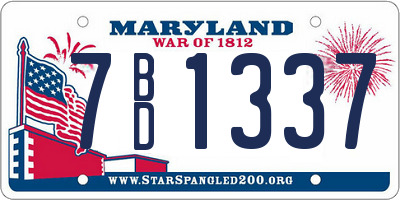 MD license plate 7BD1337