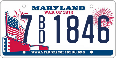 MD license plate 7BD1846