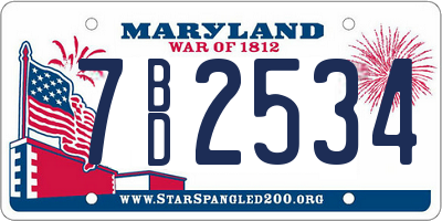 MD license plate 7BD2534