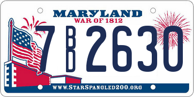 MD license plate 7BD2630