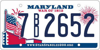 MD license plate 7BD2652
