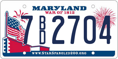 MD license plate 7BD2704