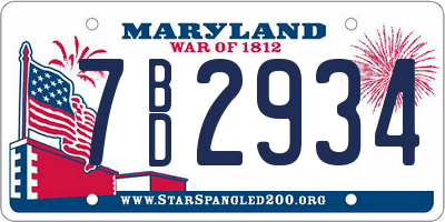 MD license plate 7BD2934
