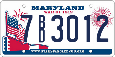 MD license plate 7BD3012