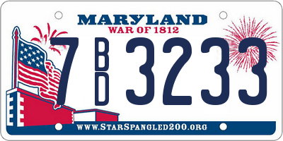 MD license plate 7BD3233
