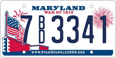 MD license plate 7BD3341