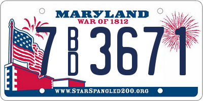 MD license plate 7BD3671