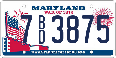 MD license plate 7BD3875