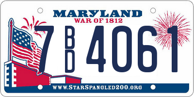 MD license plate 7BD4061