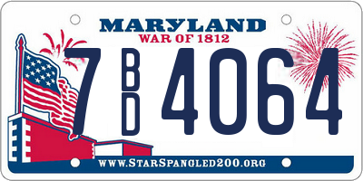 MD license plate 7BD4064