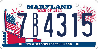 MD license plate 7BD4315