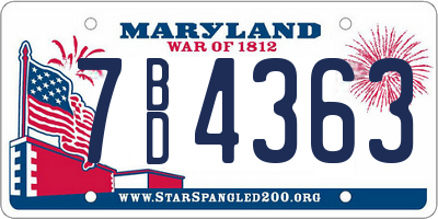 MD license plate 7BD4363