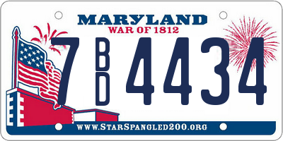 MD license plate 7BD4434