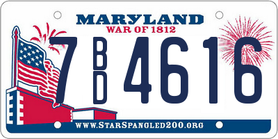 MD license plate 7BD4616