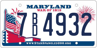 MD license plate 7BD4932