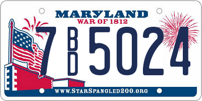 MD license plate 7BD5024