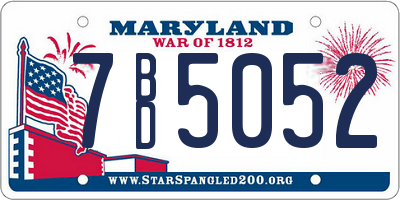 MD license plate 7BD5052