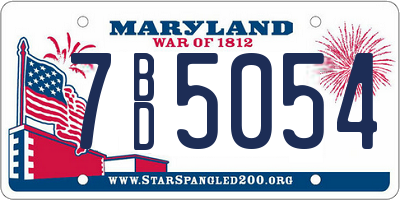 MD license plate 7BD5054