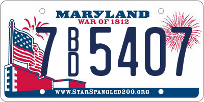MD license plate 7BD5407