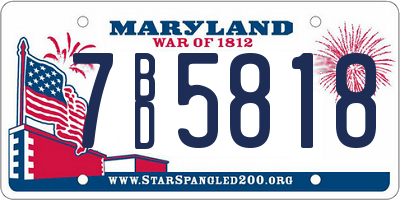 MD license plate 7BD5818