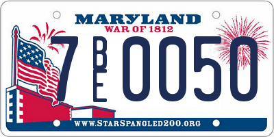 MD license plate 7BE0050