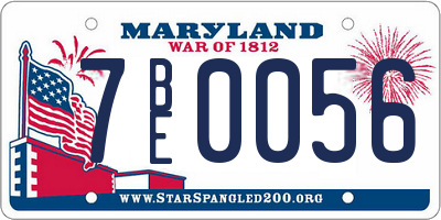 MD license plate 7BE0056