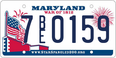 MD license plate 7BE0159