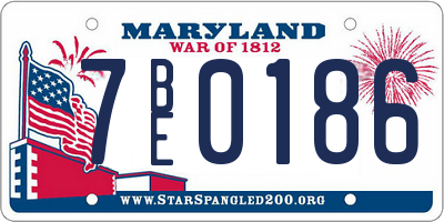 MD license plate 7BE0186