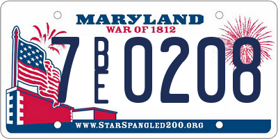 MD license plate 7BE0208