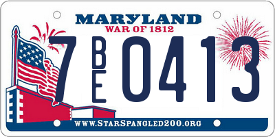 MD license plate 7BE0413