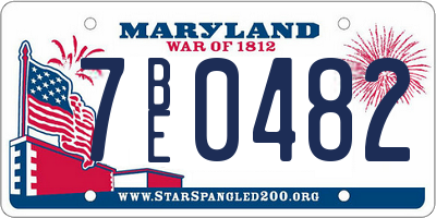 MD license plate 7BE0482