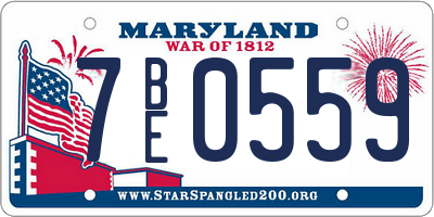 MD license plate 7BE0559