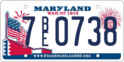 MD license plate 7BE0738