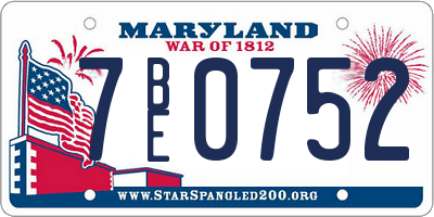 MD license plate 7BE0752